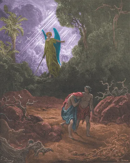 Gustave Doré Bible illustration: Adam and Eve Driven Out of Eden — Illustration 003