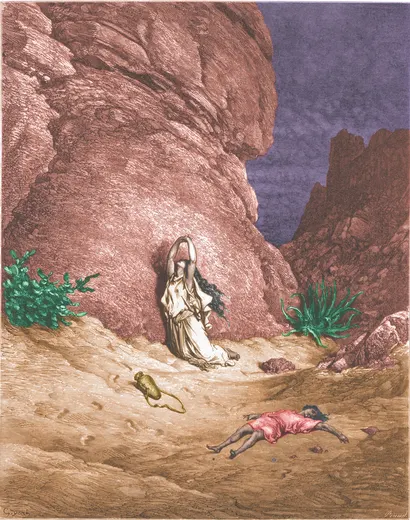 Gustave Doré Bible illustration: Hagar and Ishmael in the Wilderness — Illustration 015