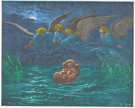 Gustave Doré Bible illustration: The Child Moses on the Nile — Illustration 030