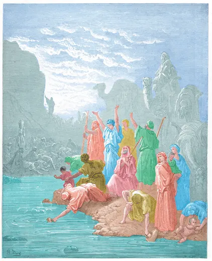 Gustave Doré Bible illustration: Moses Striking the Rock in Horeb — Illustration 038