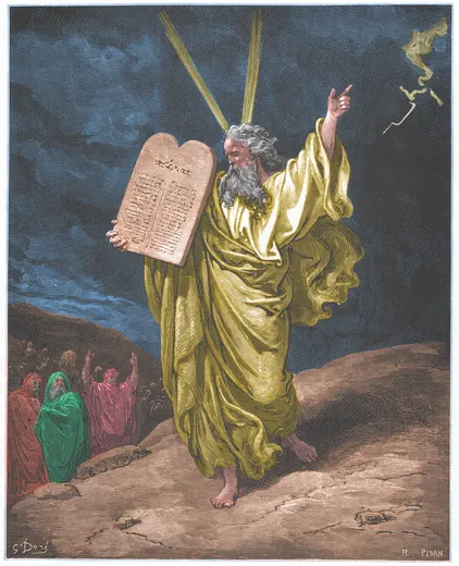 Gustave Doré Bible illustration: Moses Coming Down from Mount Sinai — Illustration 040