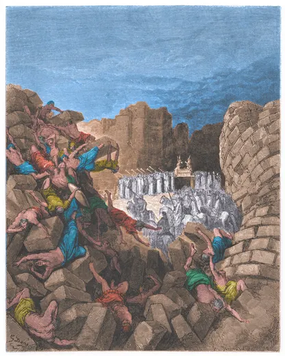 Gustave Doré Bible illustration: The Walls of Jericho Falling Down — Illustration 048
