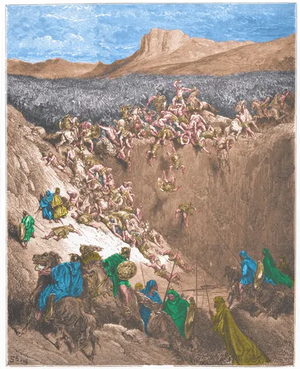 Gustave Doré Bible illustration: Samson Destroying the Philistines with the Jawbone of an Ass — Illustration 063
