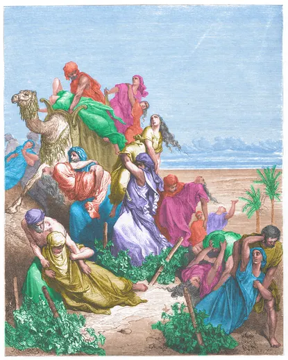 Gustave Doré Bible illustration: The Children of Benjamin Carrying Off the Virgins of Jabesh-Gilead — Illustration 069