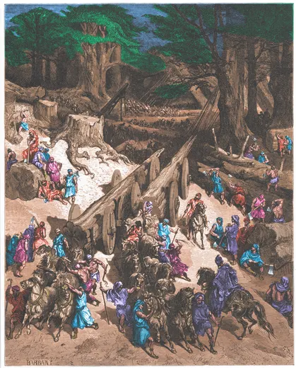 Gustave Doré Bible illustration: Cutting Down Cedars for the Construction of the Temple — Illustration 091