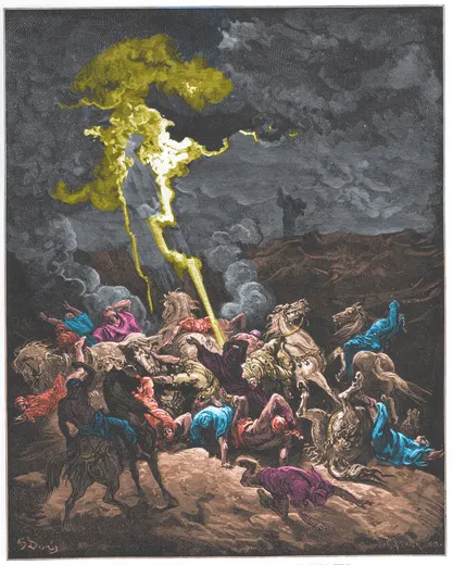 Gustave Doré Bible illustration: Elijah Destroys the Messengers of Ahaziah by Fire — Illustration 101