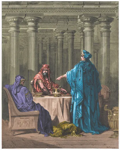 Gustave Doré Bible illustration: Esther Accusing Haman — Illustration 121