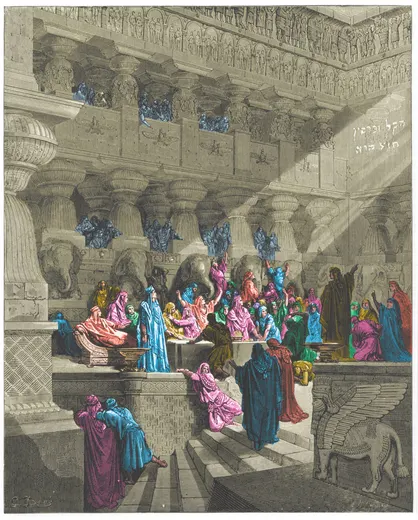Gustave Doré Bible illustration: Daniel Interpreting the Writing on the Wall — Illustration 124