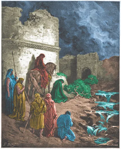 Gustave Doré Bible illustration: Nehemiah Viewing Secretly the Ruins of the Walls of Jerusalem — Illustration 134