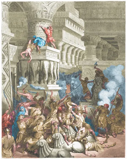 Gustave Doré Bible illustration: Jonathan Destroying the Temple of Dagon — Illustration 153