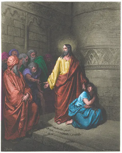 Gustave Doré Bible illustration: Jesus and the Woman Taken in Adultery — Illustration 189