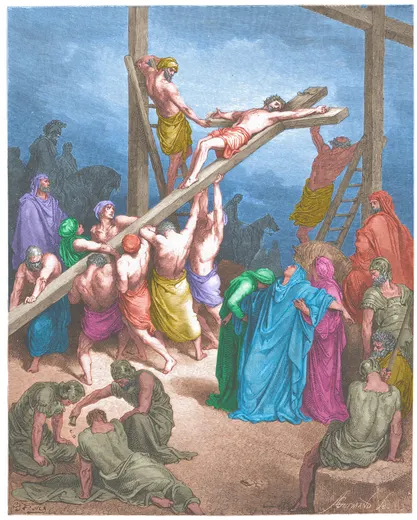 Gustave Doré Bible illustration: The Erection of the Cross — Illustration 214